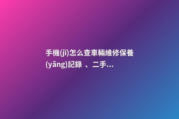 手機(jī)怎么查車輛維修保養(yǎng)記錄、二手車查詢車況？